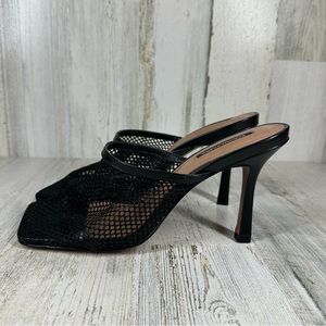 BCBGMaxAzria Black Mesh Slip-On Heels